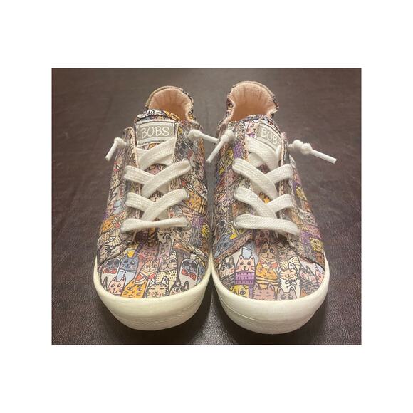 Skechers BOBS Memory Foam Cat Print Sneakers Women’s Size 7.5 Slip On Shoes - Picture 9 of 9